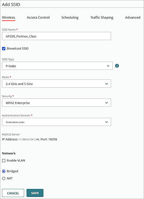 Screenshot of the Add SSID page in WatchGuard Cloud