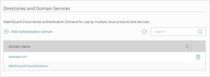 Screenshot that shows the Directories and Domain Services page.