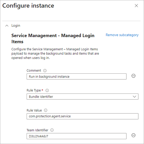 Screen shot of Intune Admin Center, Configure Instance