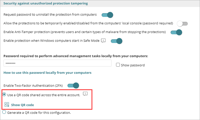 Screen shot of 2FA for Subscriber accounts