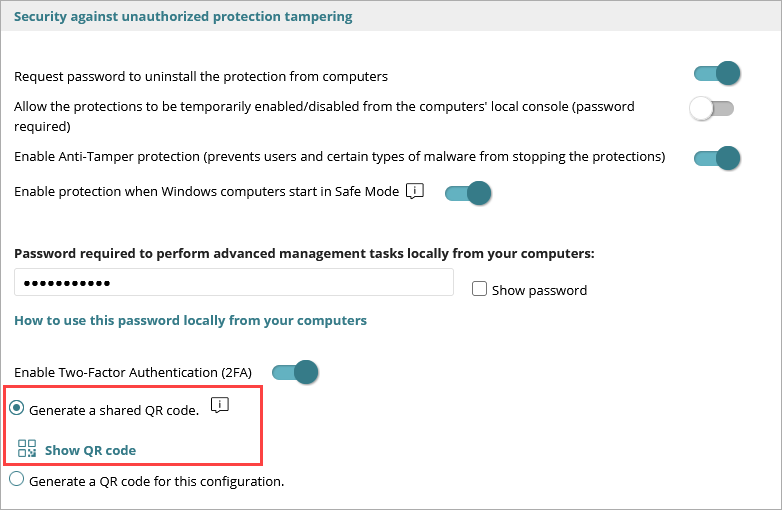 Screen shot of 2FA for Service Provider accounts