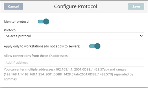 Screen shot of the Configure Protocol dialog box