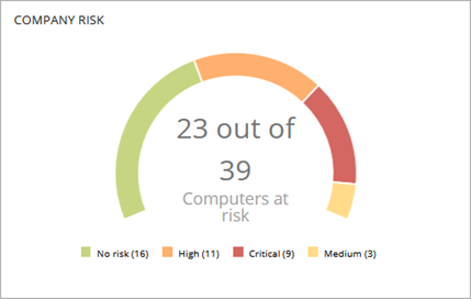 Screen shot of Company Risk tile on the Risks dashboard in WatchGuard Endpoint Security