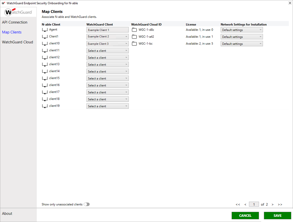 Screen shot of N-Central Map Clients