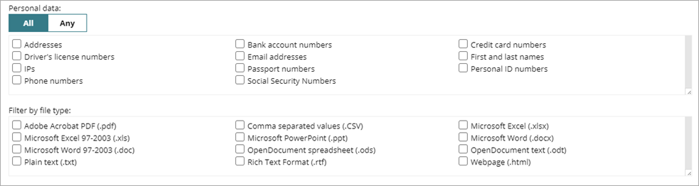 Screen shot of WatchGuard EPDR, Data Control Personal Data