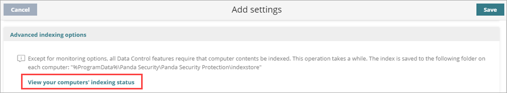 Screen shot of WatchGuard EPDR, Data Control view computer indexing