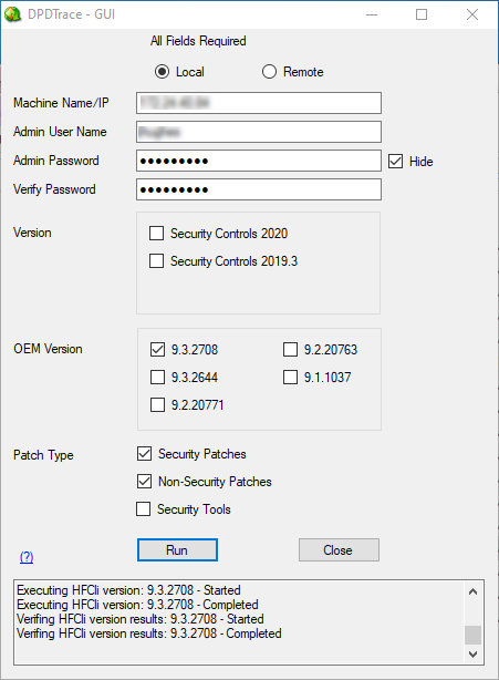 Screenshot of the  DPDTrace - GUI window.