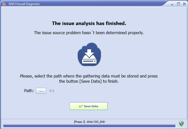 The  NNS Firewall Diagnostic window.