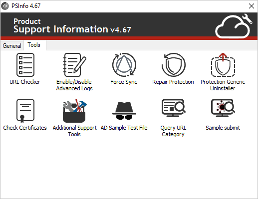 Screenshot of the PSInfo Tools UI