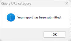 Screenshot of the Query URL category OK dialog box