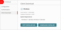 Screenshot of the Client Download page.