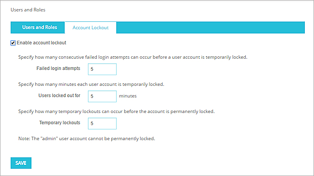 Screen shot of the Account Lockout tab