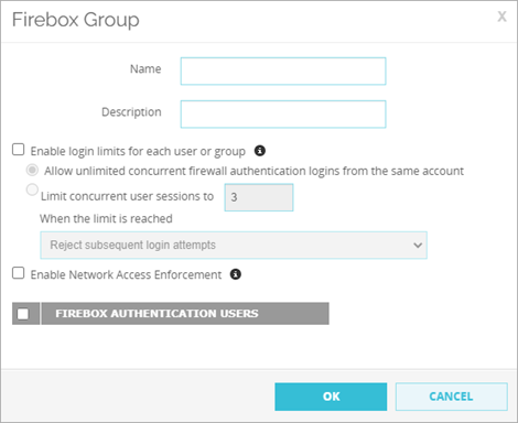 Screenshot of the Setup Firebox Group dialog box