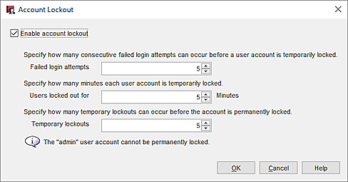 Screen shot of the Account Lockout dialog box