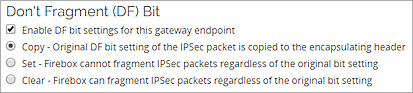 Screenshot of the DF bit setting in Fireware Web UI