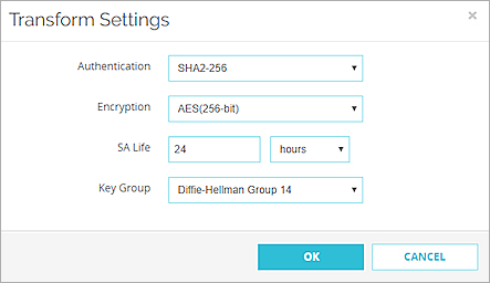 Screen shot of the Transform Settings dialog box 