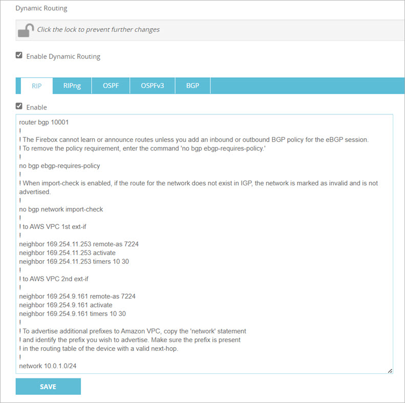 Screen shot of BGP settings