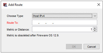 Screen shot of the Add Route dialog box