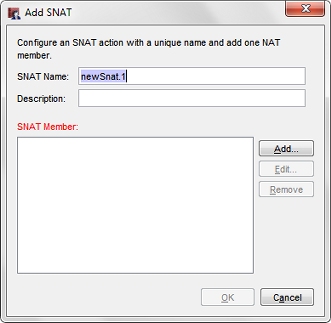 Screen shot of the Add SNAT dialog box