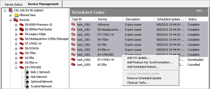 Screen shot of the Scheduled Tasks right-click menu