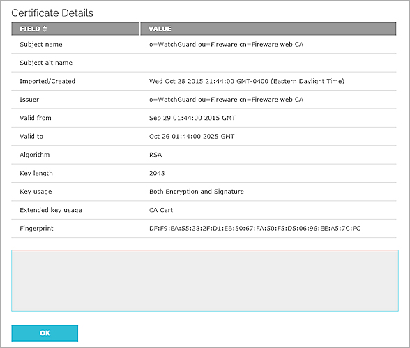 Screenshot of the Certificate Details page