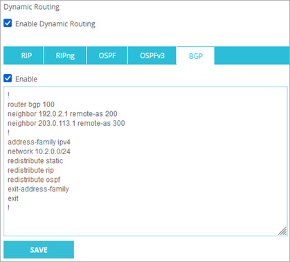 BGP example configuration