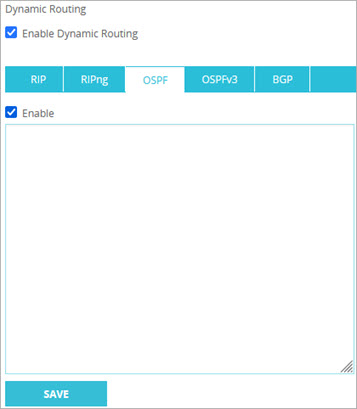 Screen shot of the Dynamic Routing OSPF page