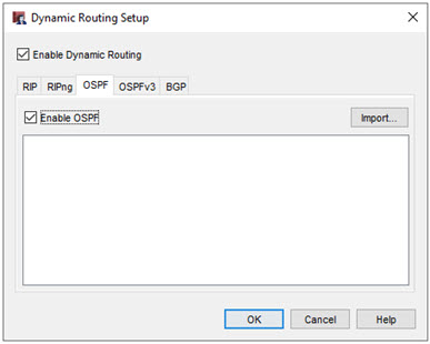 Screen shot of the OSPF tab