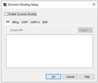 Dynamic Routing Setup, RIP tab