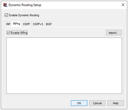 Dynamic Routing Setup, RIPng tab