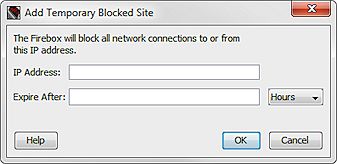 Screen shot of the Add Temporary Blocked Site dialog box