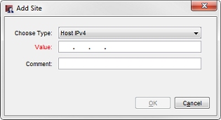 Screen shot of the Add Site dialog box