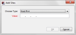 Screenshot of the Add Sites dialog box.