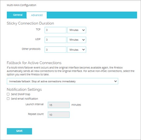 Advanced multi-WAN settings