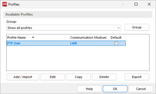 Screen shot of the Profile Settings dialog box