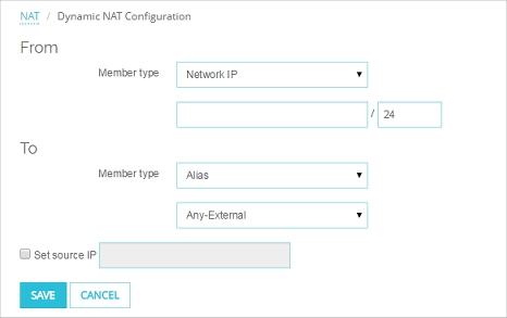 Sscreen shot of Dynamic NAT configuration dialog box