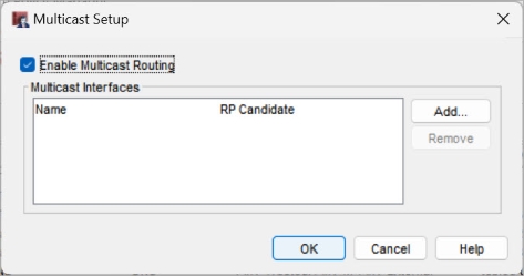 Screen shot of the Multicast Setup dialog box