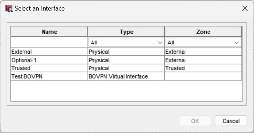 Screen shot of the Select an Interface dialog box