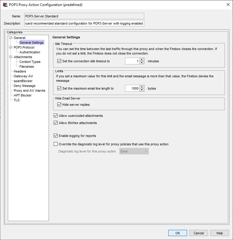 Screen shot of the Edit Proxy Action Configuration dialog box