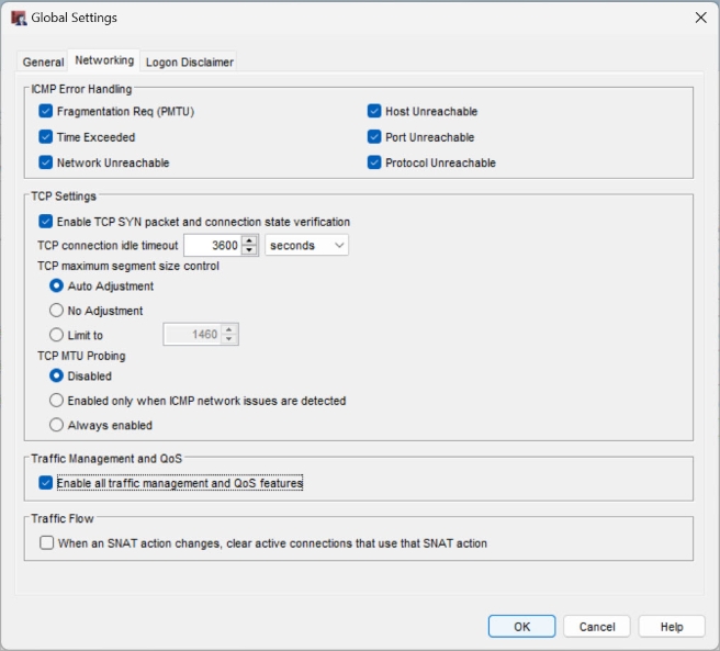 Global Settings dialog box