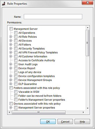 Screen shot of the Role Properties dialog box