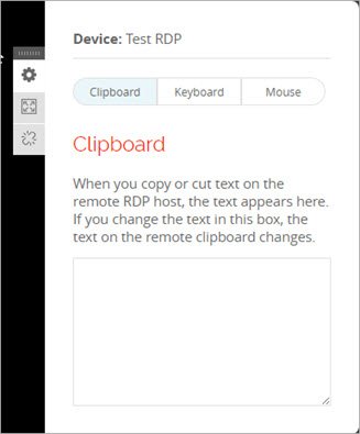 Screenshot of the RDP host clipboard