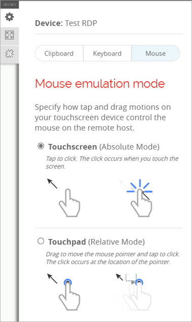 Screenshot of the mouse input options