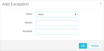 Screen shot of the Add Exception dialog box