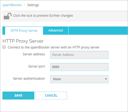 Screenshot of the spamBlocker settings page