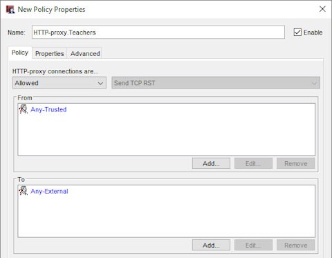 New Policy Properties dialog box