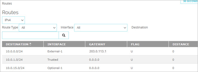 Screen shot of the Routes list