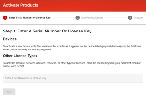 Screen shot of the WatchGuard Product Activation page