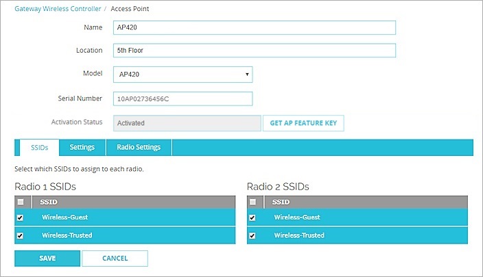 Screenshot of the AP settings page