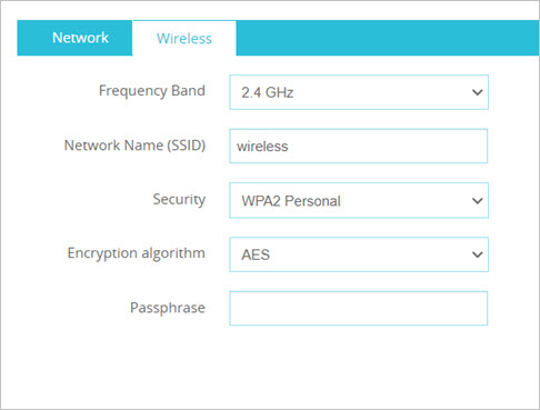 Wireless configuration - Wireless tab